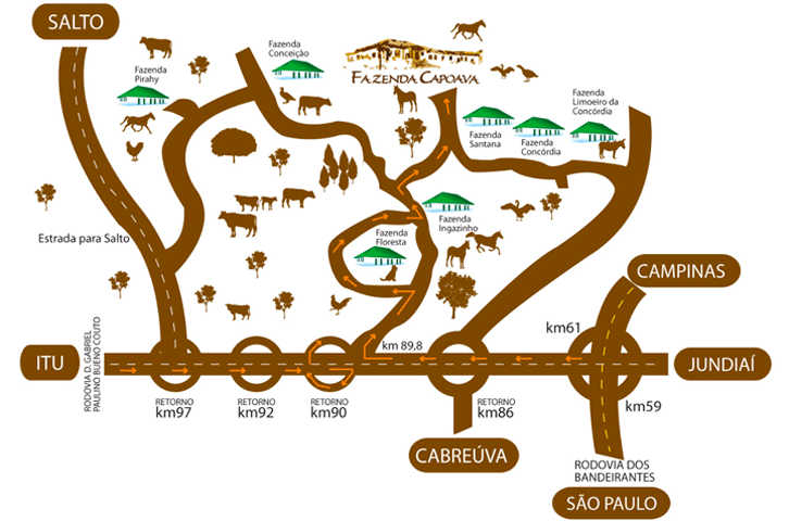 mapa como chegar na Fazenda Capoava